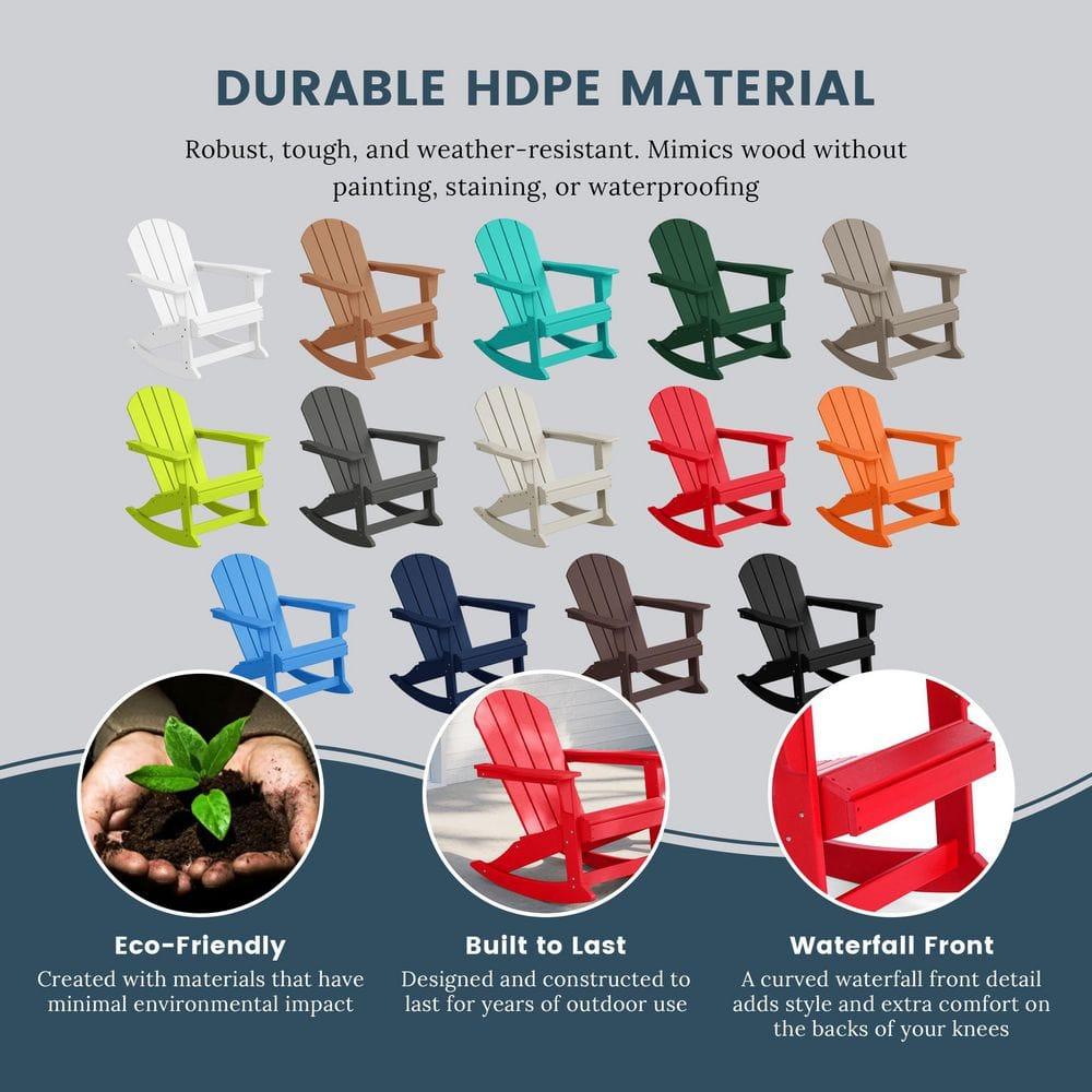 JUSTLET Plastic Adirondack Rocking Chair,HDPE All-Weather Outdoor Rocking Adirondack Chair for Porch, Patio, Balcony,Red
