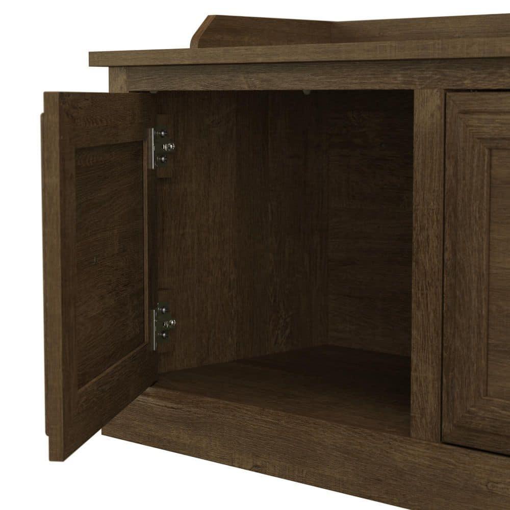 Woodland 40W Shoe Storage Bench with Doors in Ash Brown - Engineered Wood
