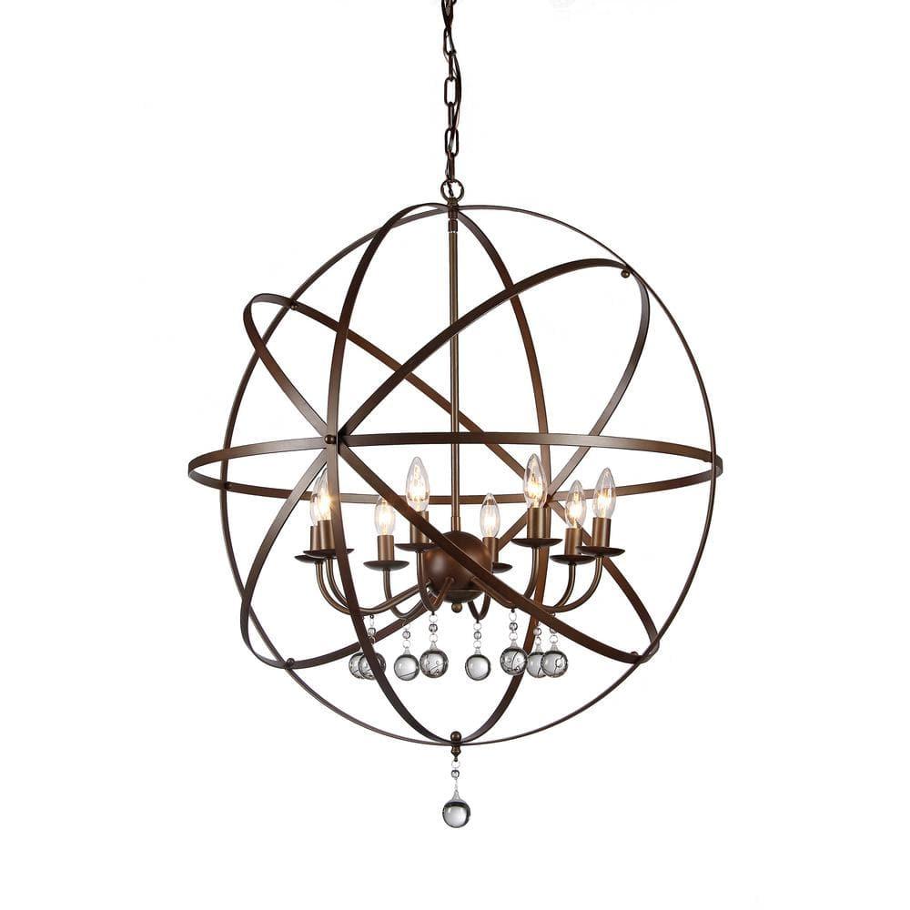 Warehouse of Tiffany Jossie 8-light Crystal 30-inch Bronze-finish Chandelier - 22" x 21" x 21"
