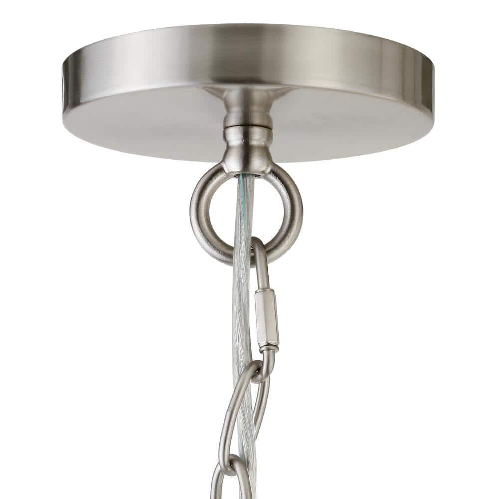 Evelyn&Zoe 11" Brushed Nickel Finish Metal/Glass Pendant