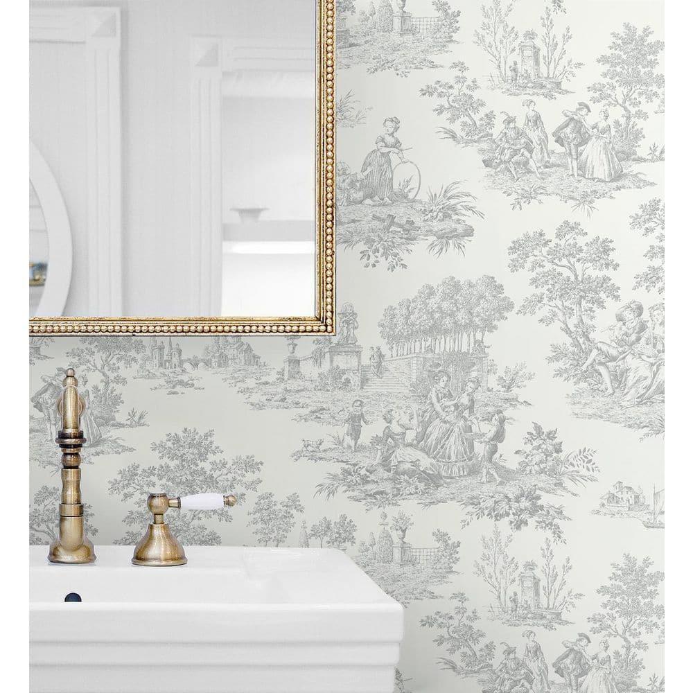 NextWall Argos Grey Chateau Toile Peel and Stick Wallpaper