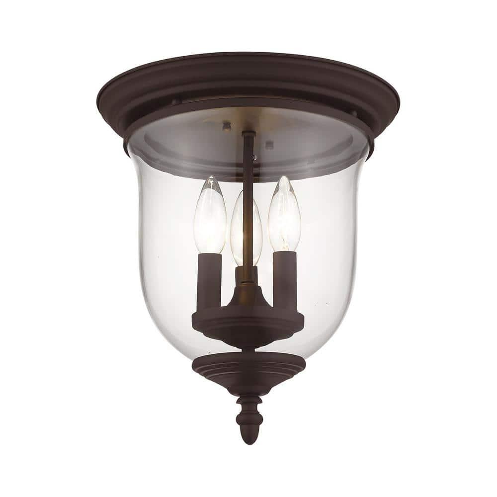 Livex Lighting 5021 Legacy 3 Light Flush Mount Ceiling Fixture - Bronze