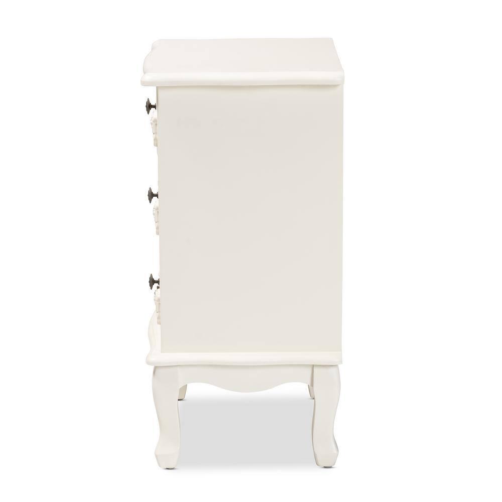 Callen Wood 3 Drawer Nightstand White - Baxton Studio