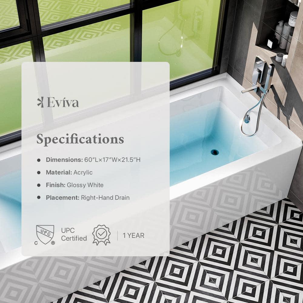 Nova 60'' x 32'' Alcove / Tile In Soaking Acrylic Bathtub