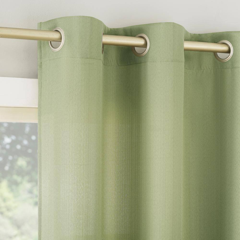 40"x63" No. 918 Light Filtering Semi-Sheer Sora Heathered Texture Grommet Curtain Panel Sage Green: Modern Plain Weave