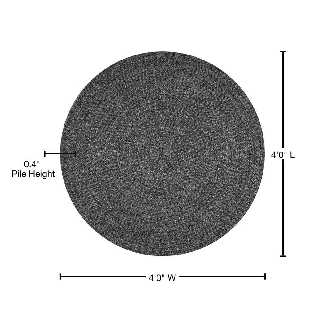 Nuloom Wynn Solid 4 Round Indoor/Outdoor Accent Rug for Living Room Patio Deck Front Porch Entryway Kitchen, Charcoal