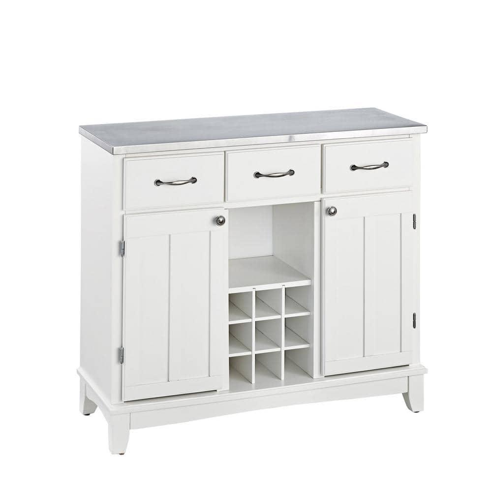 36.25" Sideboard Buffet Servers with Stainless Top Off White - Home Styles: Kitchen Hutch, Buffet Table
