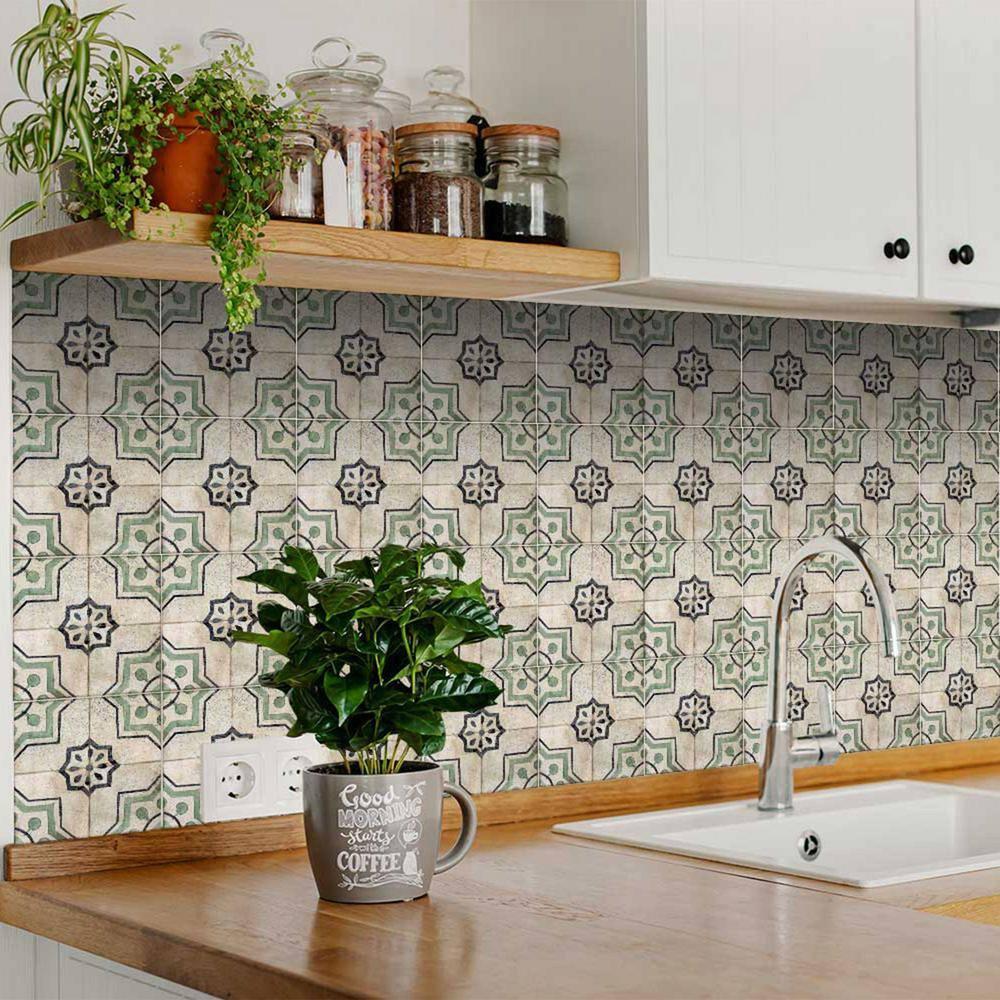 4'' W x 4'' L Vinyl Peel and Stick Field Tile