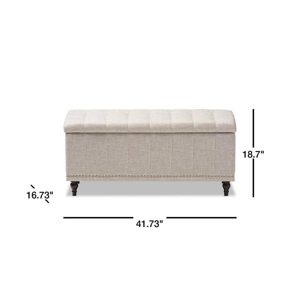 Kaylee Modern Classic Fabric Upholstered Button - Tufting Storage Ottoman Bench - Buff Beige - Baxton Studio