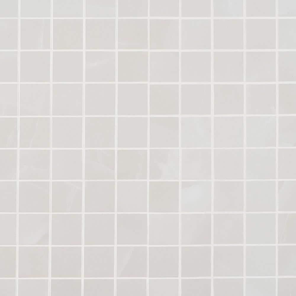 Saroshi Onyx Bianco 11.81 in. x 11.81 in. Matte Porcelain Floor and Wall Mosaic Tile (0.96 sq. ft./Each)