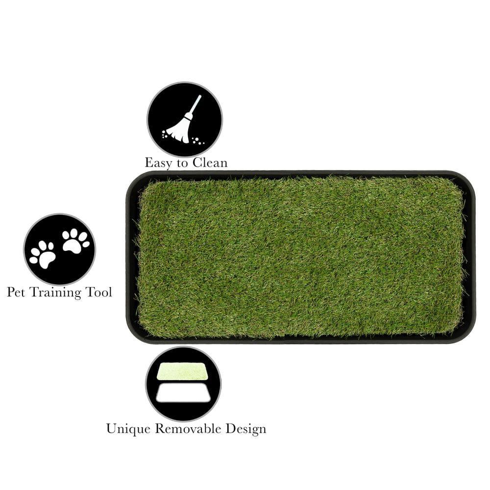 Ottomanson Pet Training Non-Slip Indoor/Outdoor Tray with Reusable Grass Pad