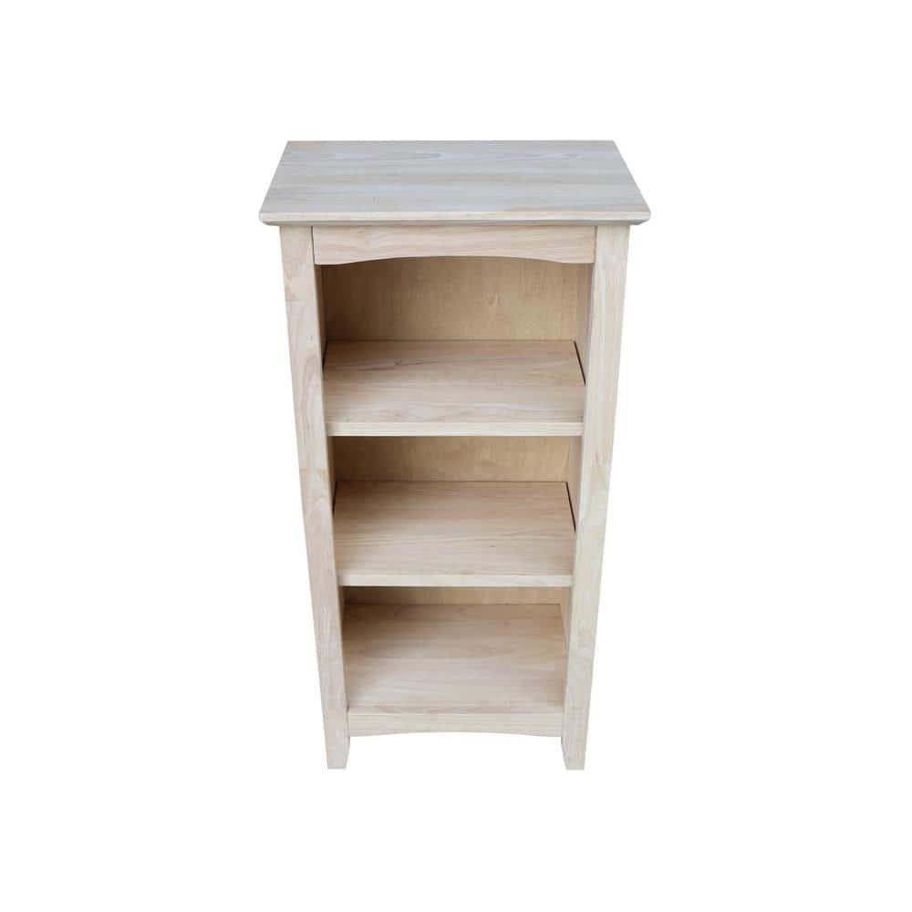 36" Shaker Bookcase Unfinished Brown - International Concepts: Solid Parawood, 2-Tier Storage