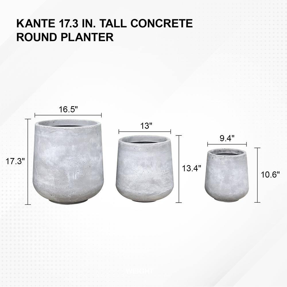 Kante Set of 3 Lightweight Concrete Footed Tulip Outdoor Planter - Rosemead Home & Garden, Inc.: Modern Design Patio Pots