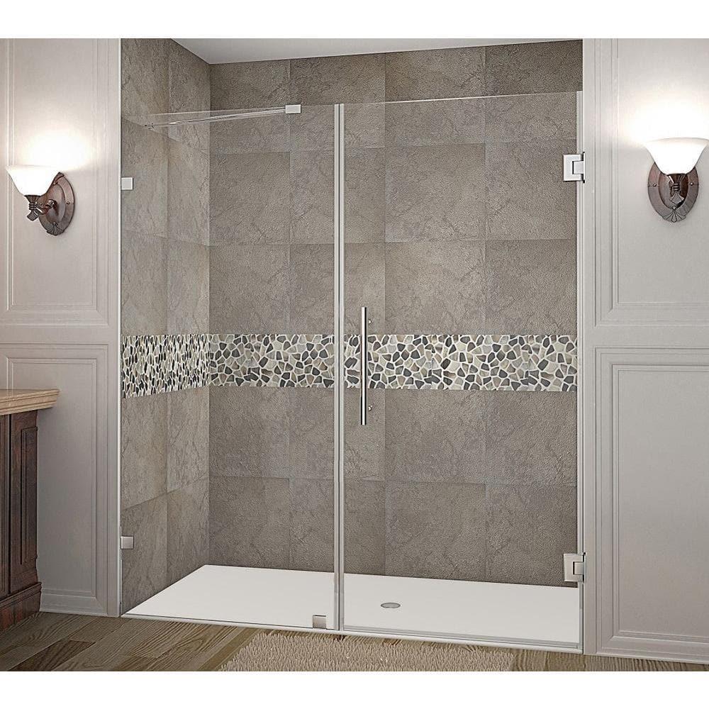 Nautis 72" H Hinged Frameless Shower Door