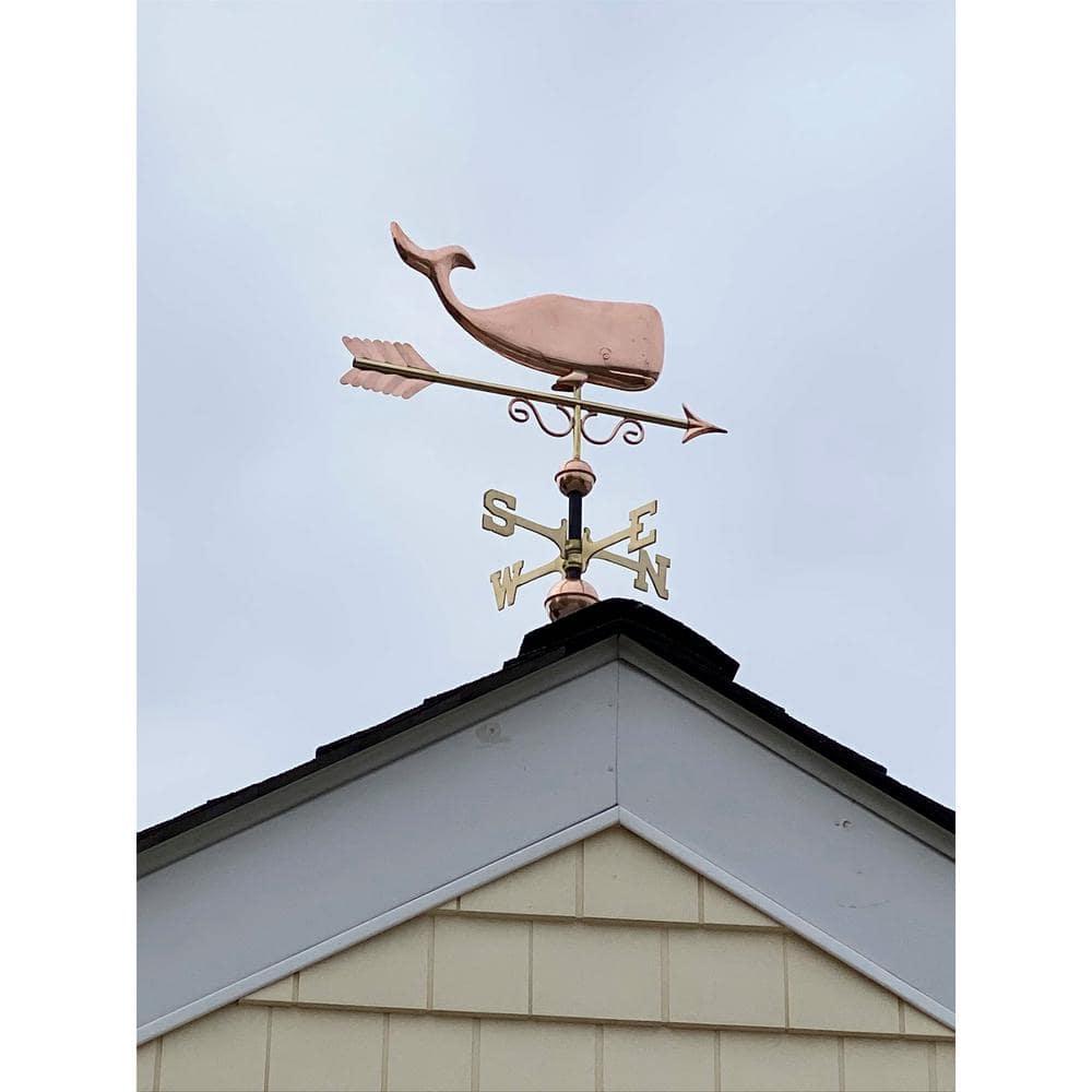 Save the Whales Pure Copper Weathervane- Good Directions: Outdoor Decorative Sculpture, 40" Max Height