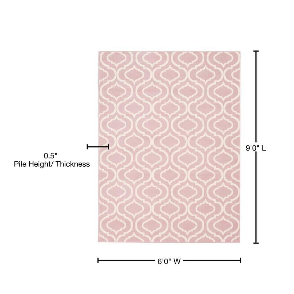 Nourison Jubilant 6' x 9' Pink Indoor Area Rug Moroccan Casual Trellis by Nourison