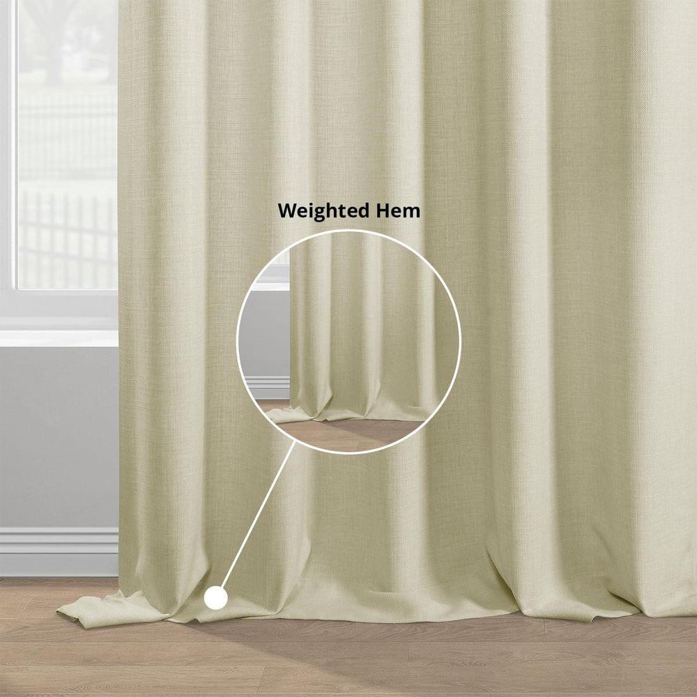 Half Price Drapes Gravity Ivory Italian Faux Linen Room Darkening Curtains (1 Panel), 50W X 108L