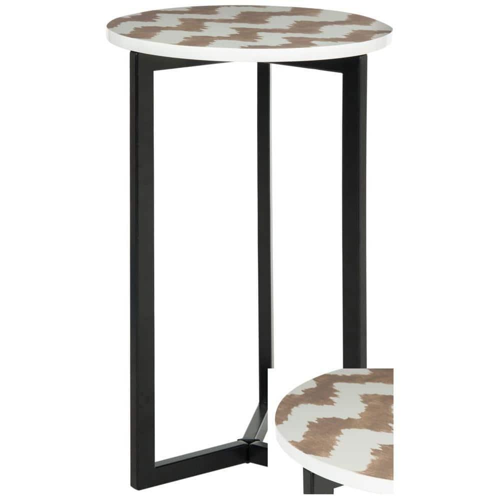 SAFAVIEH Zaira Contemporary Lacquer End Table, Warm Grey/White