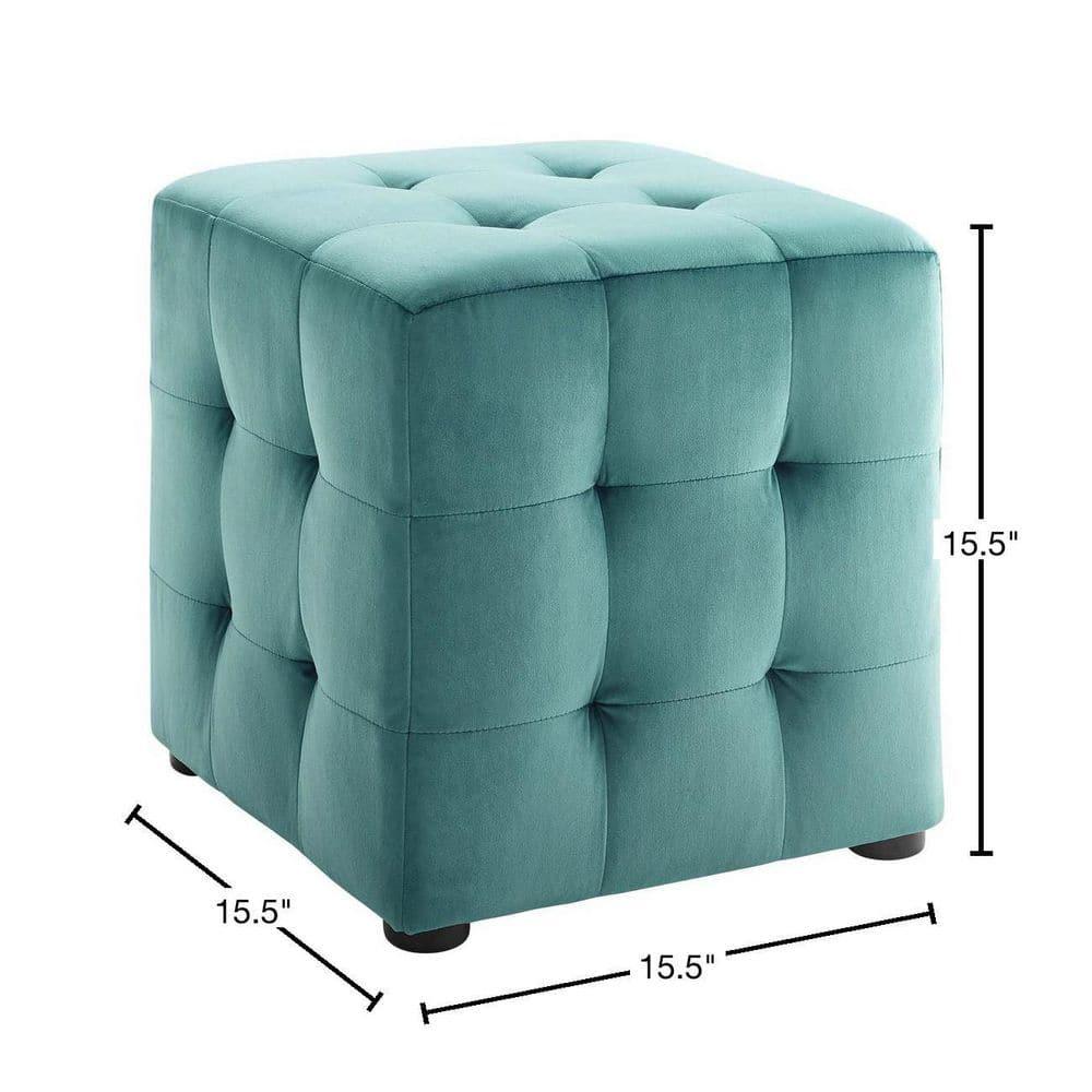 Contour Cube Velvet Ottoman Teal - Modway: Modern Square Footstool, No Assembly, Wood Frame