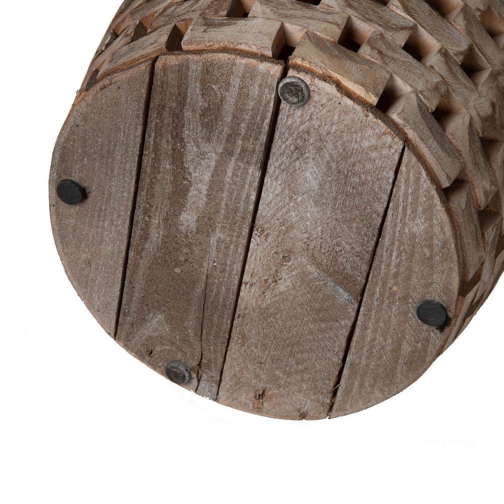 Balkene Home Maya Oval Rustic Garden Stool Wood Outdoor Seating & End Table Portable Adaptable Outdoor Furniture - Seasoned Patina Finish