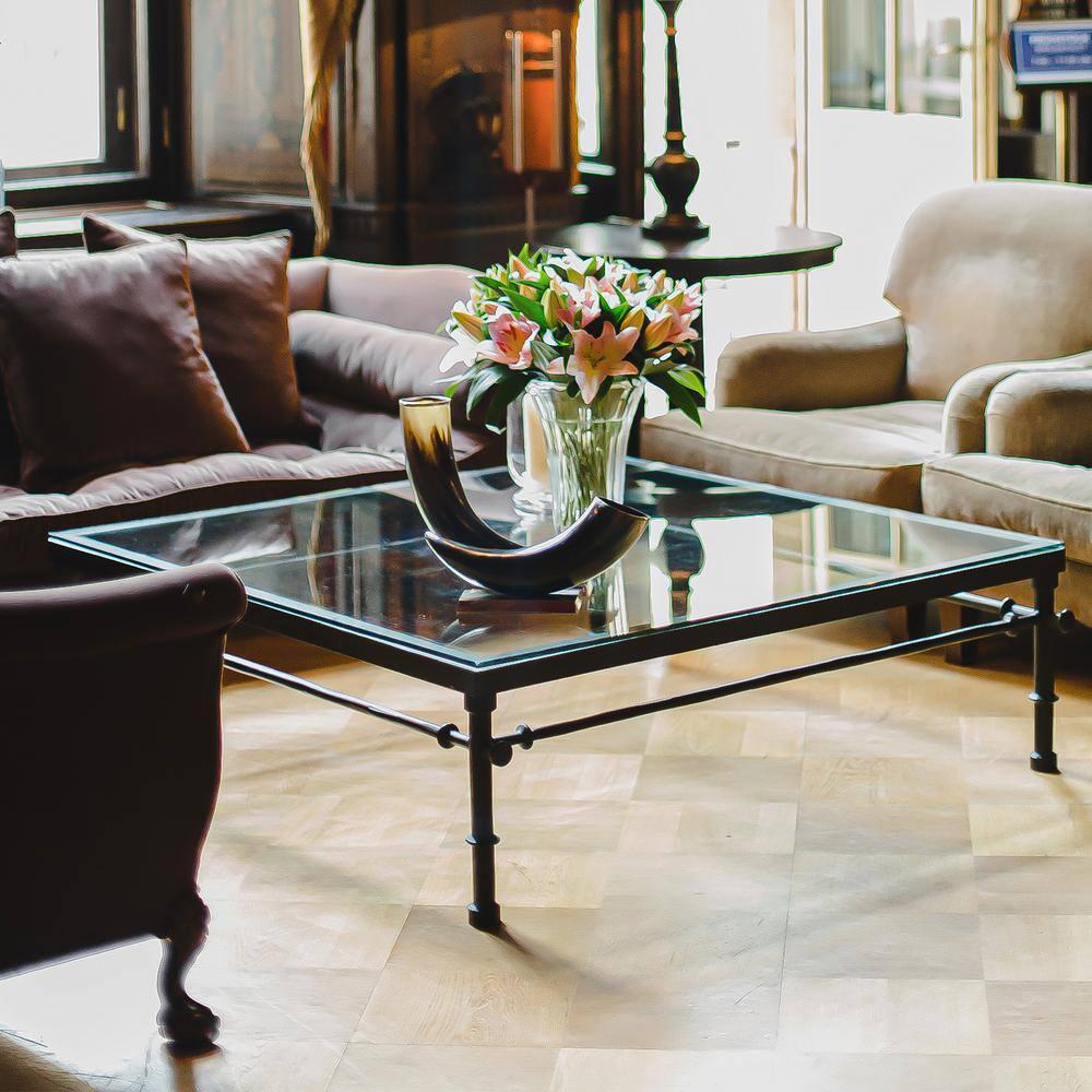 54-Inch Square Glass Table Top 1/4 Inch Thick Clear Tempered Glass with Flat Edge Polished