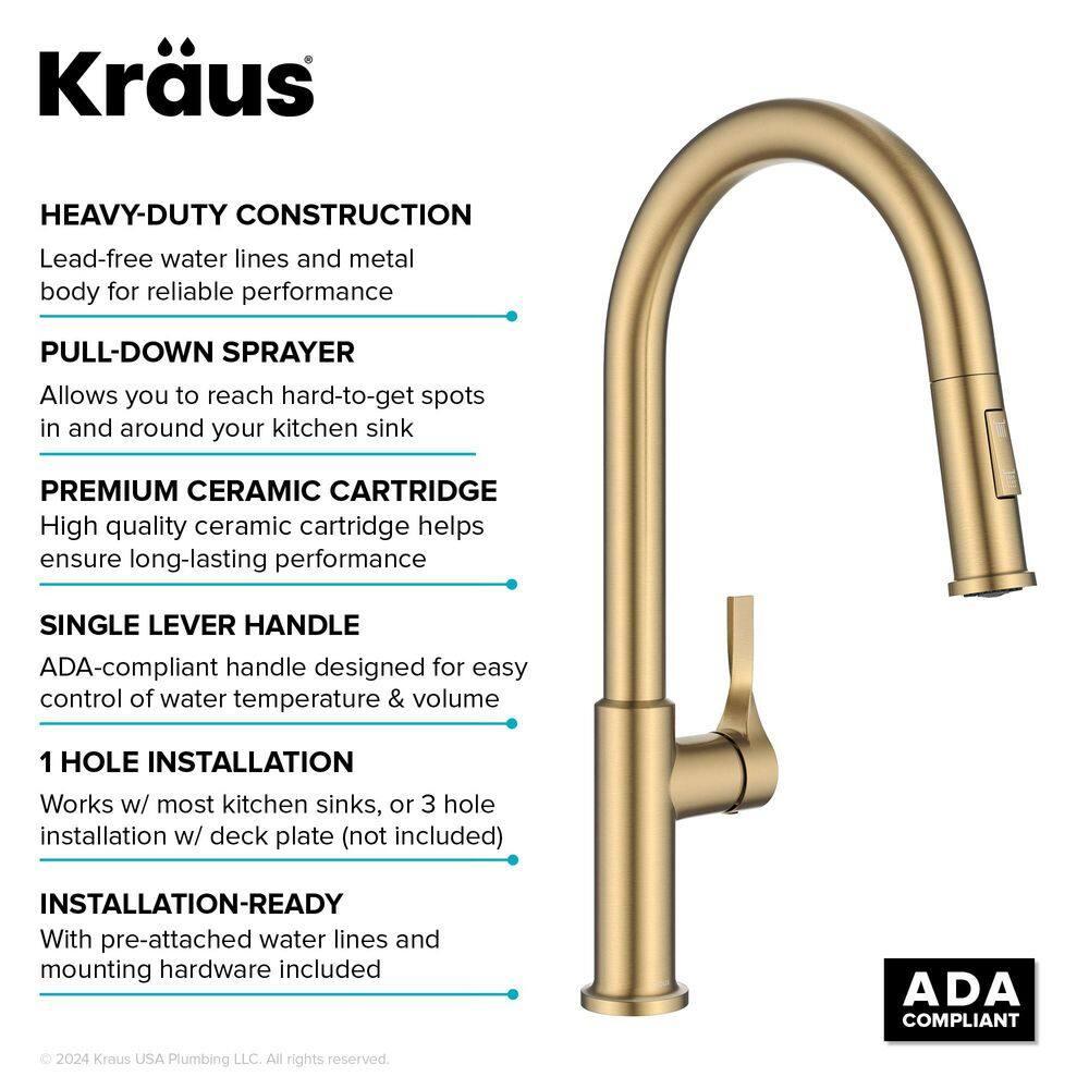 Kraus Torak 2-Function Single Handle Pull Down Kitchen Faucet