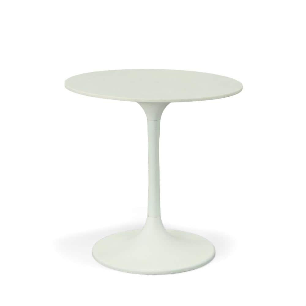 Carolina Living 30" Zaha Round Marble Top Dining Table White