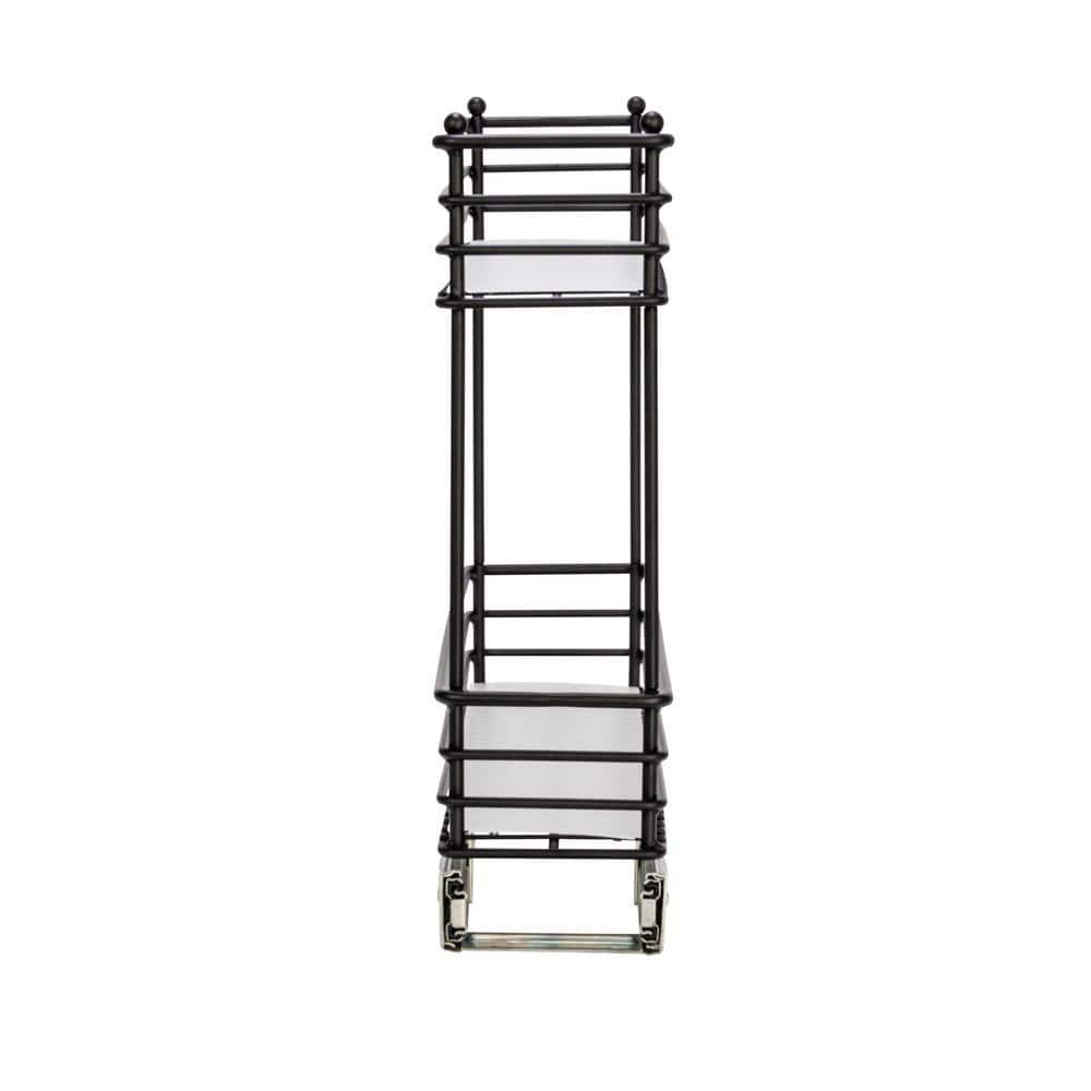 Glidez Multipurpose Paint-Finished Steel Pull-Out/Slide-Out Storage Organizer with Plastic Liners for Under Cabinet Use - 2-Tier Design - Black