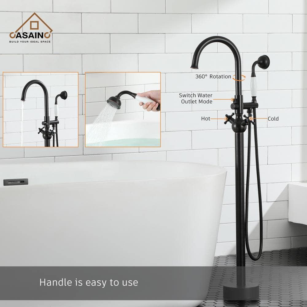CASAINC Freestanding 2 Handles High Flow Bathtub Faucet with Hand Shower