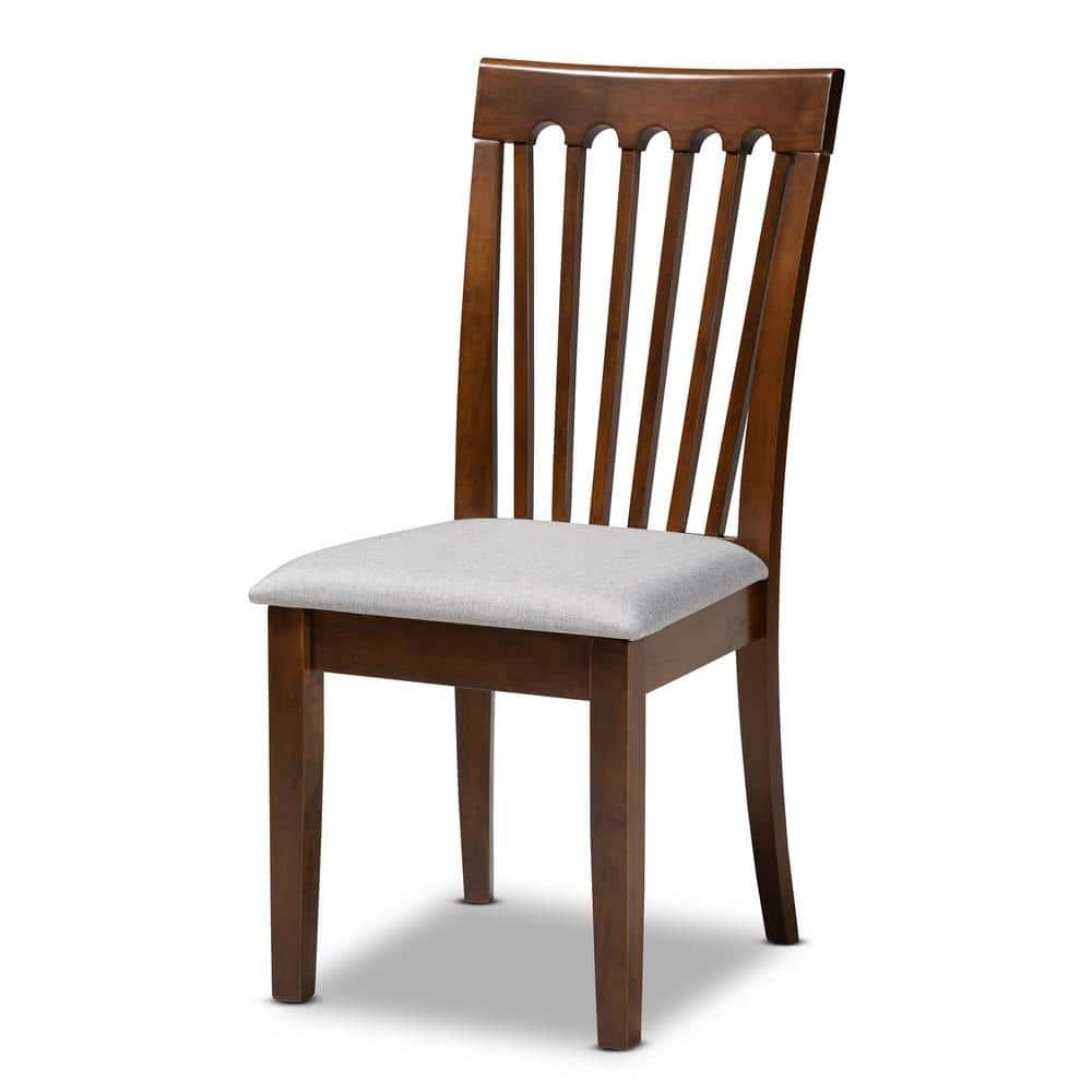 Set of 4 Minette Fabric Upholstered Walnut Dining Chairs - Baxton Studio: Rubberwood, Polyester