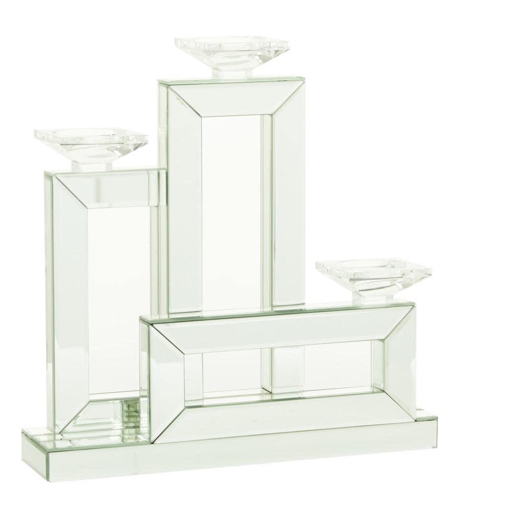 DecMode 3 Holder Silver Wood Candelabra