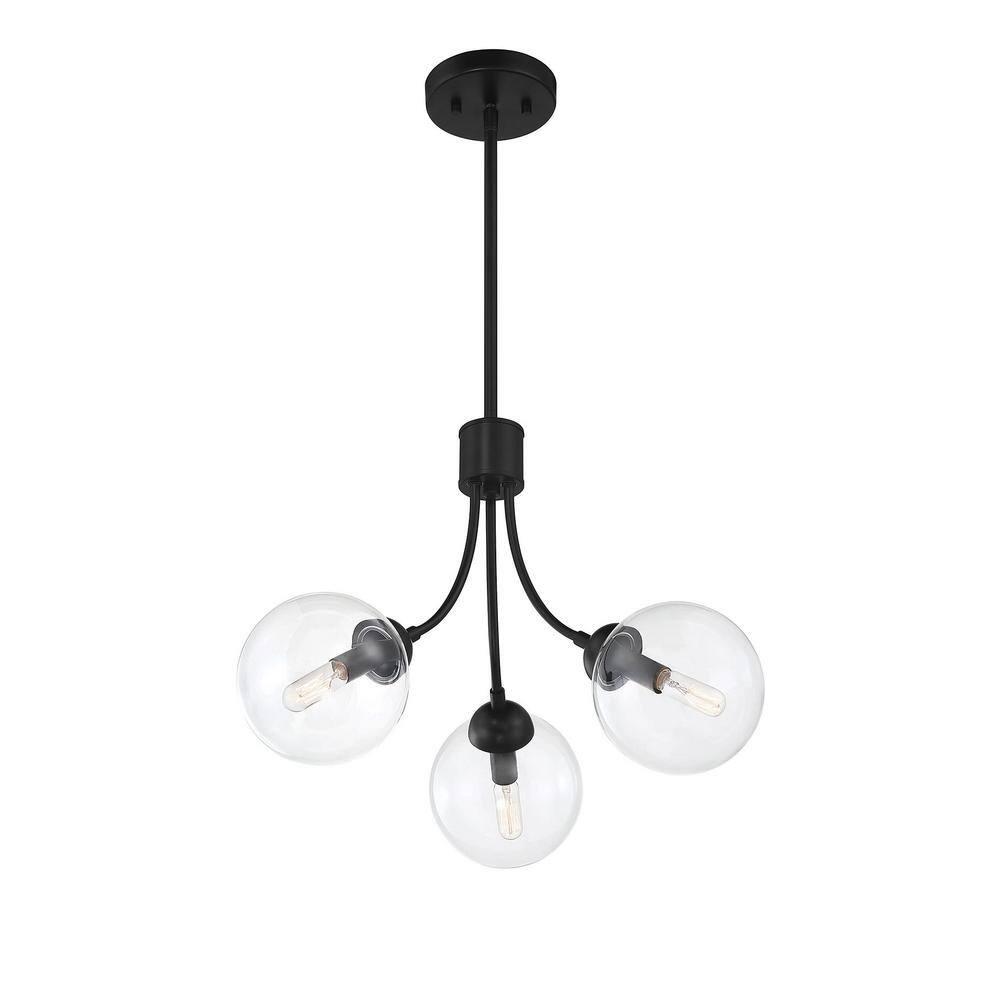 Moonrise 3 Light Metal Dimmable Globe Chandelier