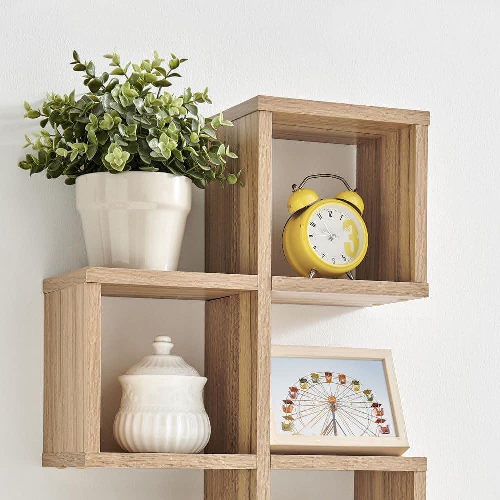 Danya B. 30" x 15.25" Cubby Chessboard Wall Shelf Chestnut - MDF, Contemporary Design, Interlocking