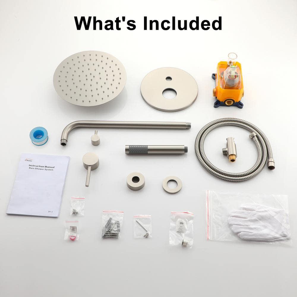 Pressure-Balanced Complete Shower System with 10-Inch Rain Shower Head, Handheld, Rough-in Valve