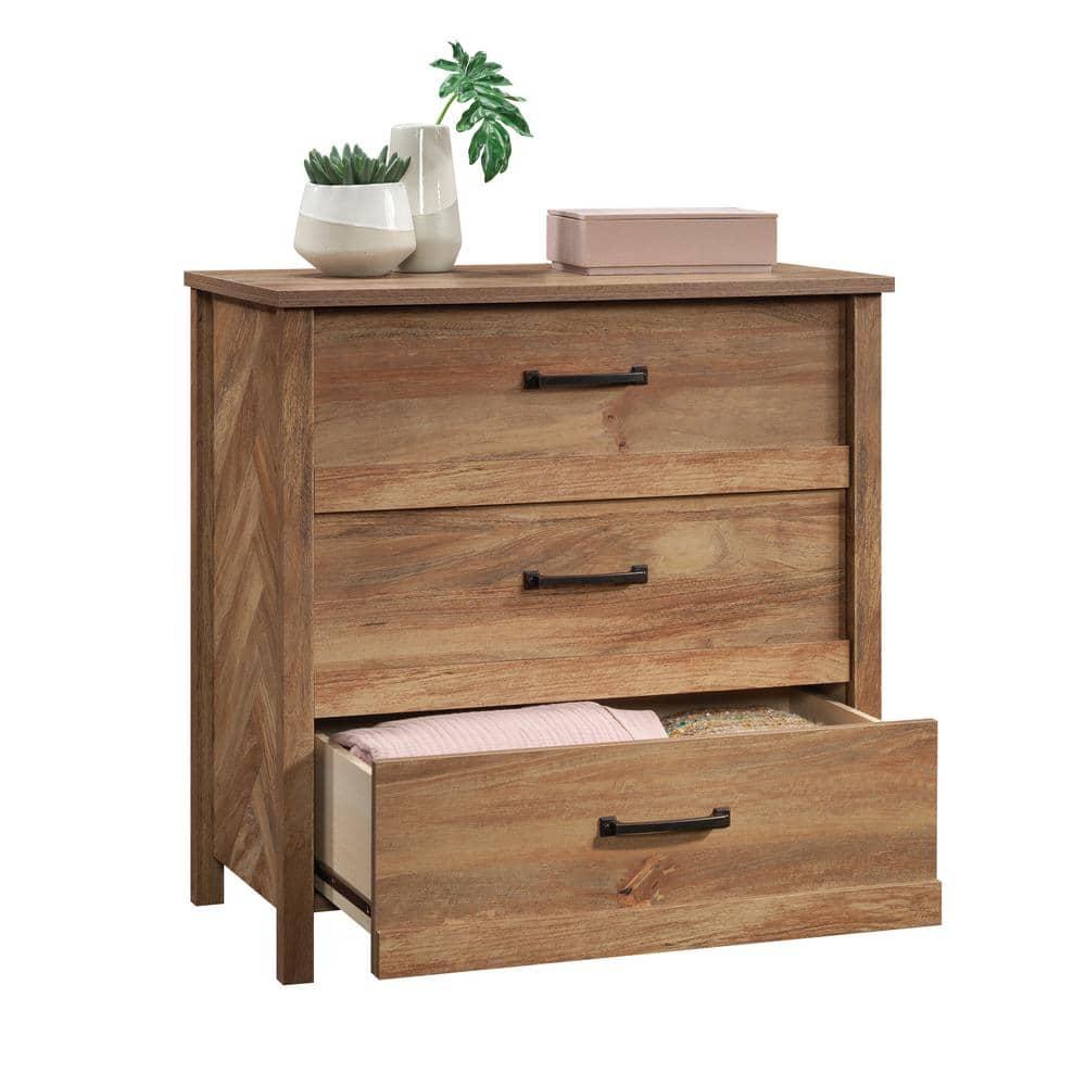 Sauder Cannery Bridge 3 Drawer Chest Sindoori Mango: Bedroom Storage, Laminated Surface, Metal Hardware