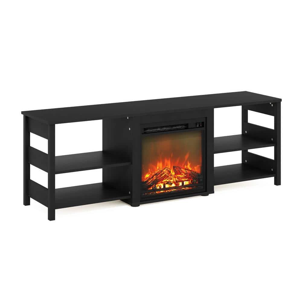 Furinno Classic Fireplace TV Stand Entertainment Console Media Center W/18" Electric Fireplace for TVs up to 70",Americano