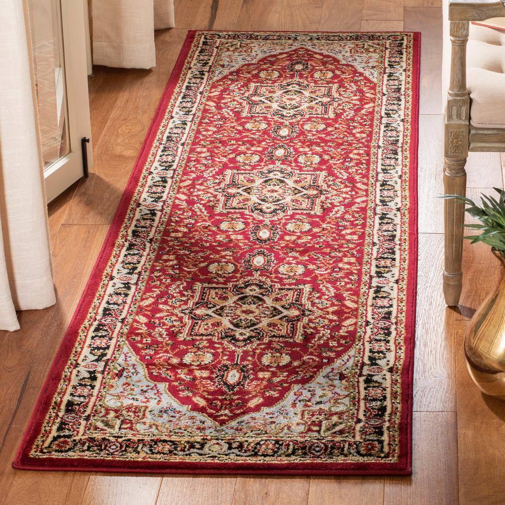 Lyndhurst Heriz LNH330 Power Loomed Runner Rug - Red/Black - 2'3"x8' - Safavieh