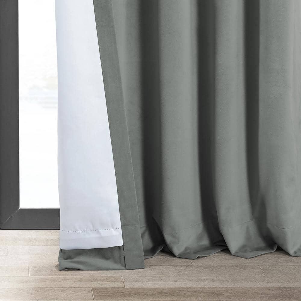 Half Price Drapes Signature Silver Grey Velvet Blackout Curtains for Bedrooms(1 Panel), 50WX 96L