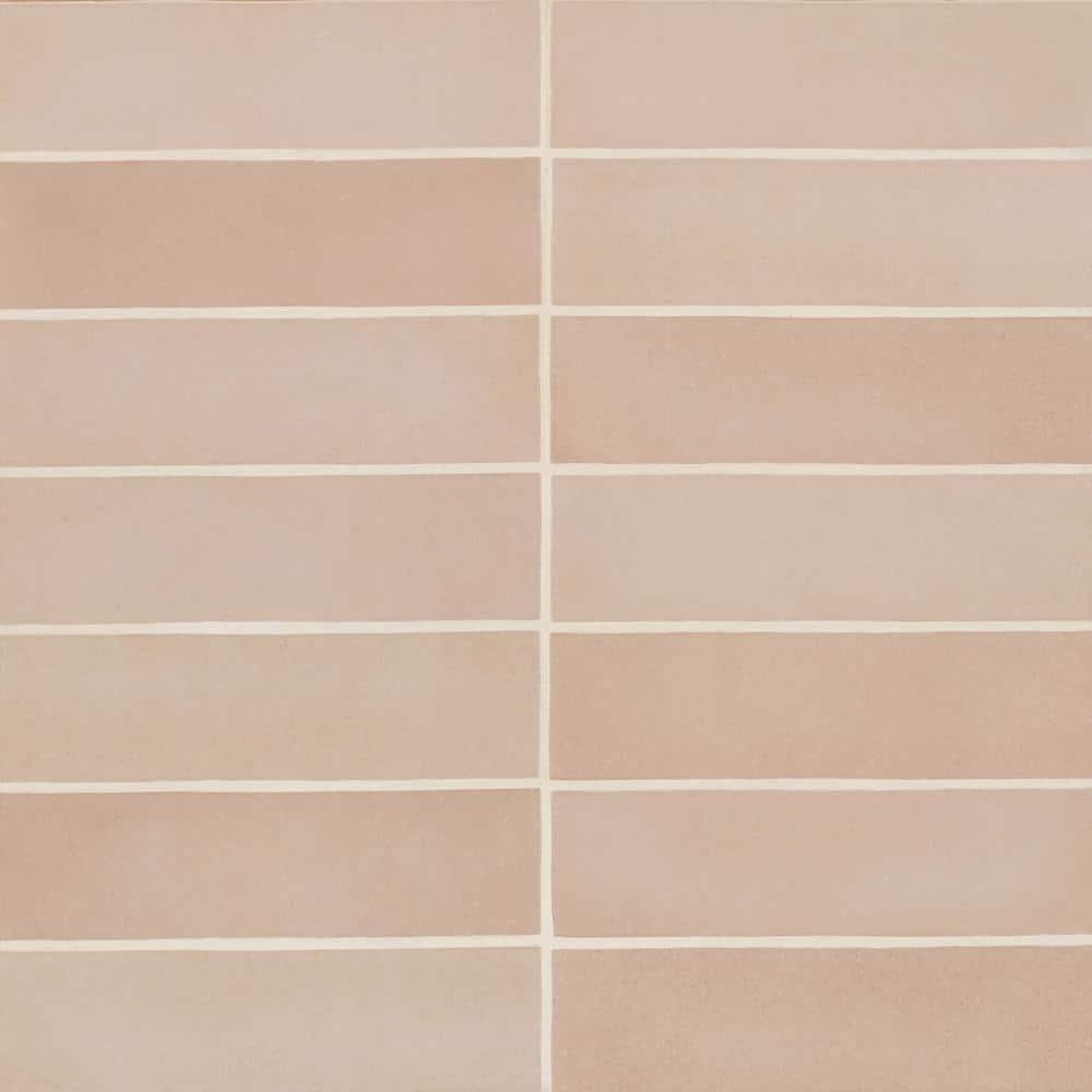 Makoto Rectangle 2 in. x 10 in. Matte Momoiro Blush Ceramic Wall Tile (5.38 sq. ft./Case)