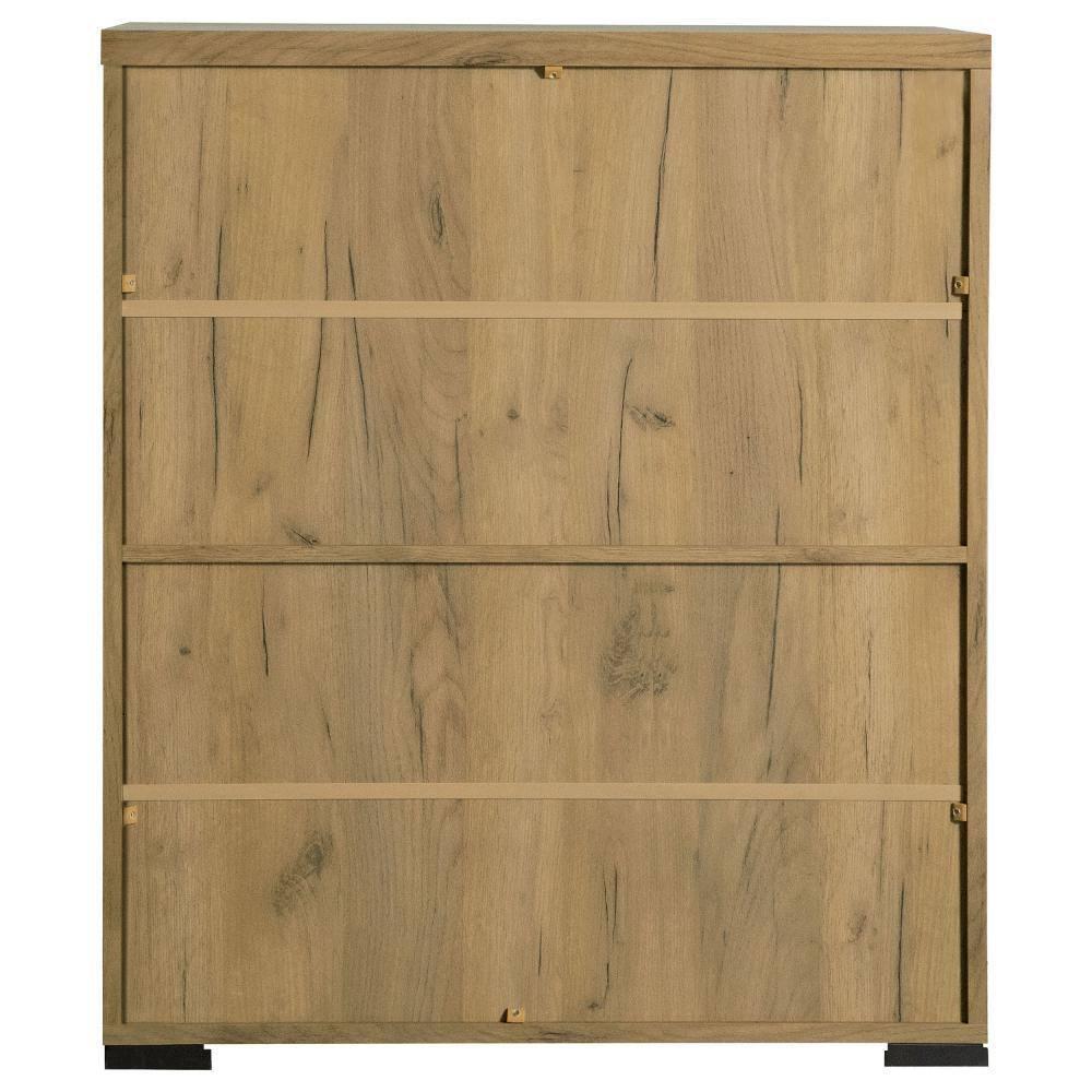 38 in. Accent Cabinet Chest with 5 Adjustable Shelf Units, Golden Oak Brown