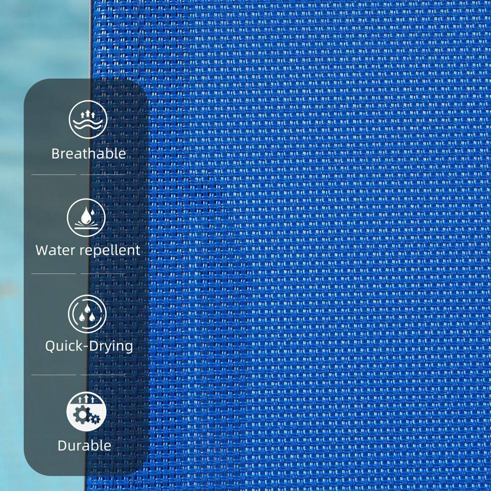 Domi Patio 3 Pieces Aluminum Textilene Chaise Lounge Set with Side Table Outdoor, Adjustable Back and Pillow for Yard Garden Sunbathing for All Seasons Blue