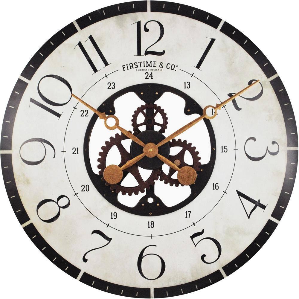 FirsTime & Co. Brown And Bronze Carlisle Gears Wall Clock, Industrial, Analog, 27 x 2 x 27 in