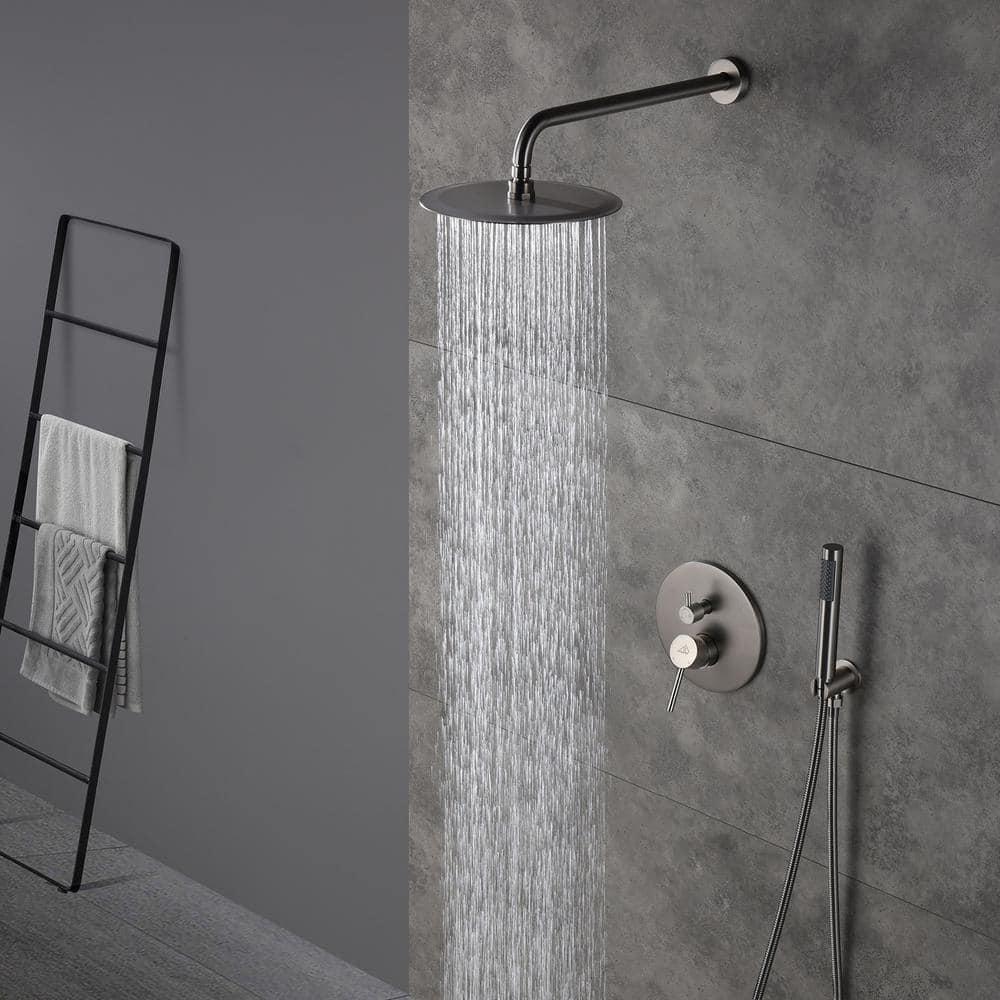 Pressure-Balanced Complete Shower System with 10-Inch Rain Shower Head, Handheld, Rough-in Valve