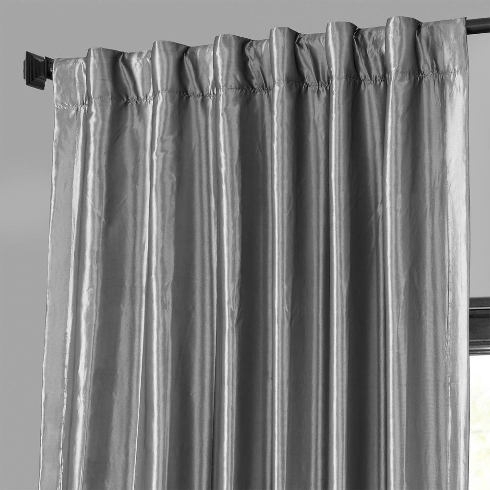 Platinum Blackout Faux Silk Taffeta Curtain (1 Panel), Platinum, 50W X 84L