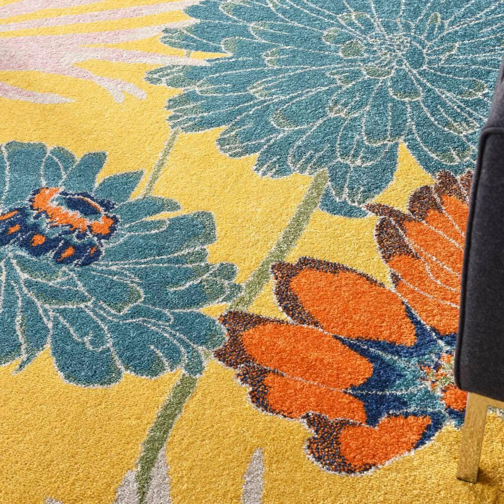 Nourison Allur Oversized Flowers Indoor Area Rug Yellow Multicolor 7'10" x 9'10"