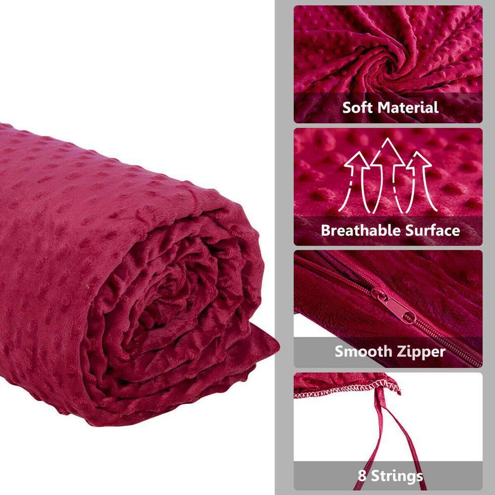 Gymax 20 lbs Heavy Weighted Blanket 3 Piece Set w/ Hot & Cold Duvet Covers 60''x80'' Pink