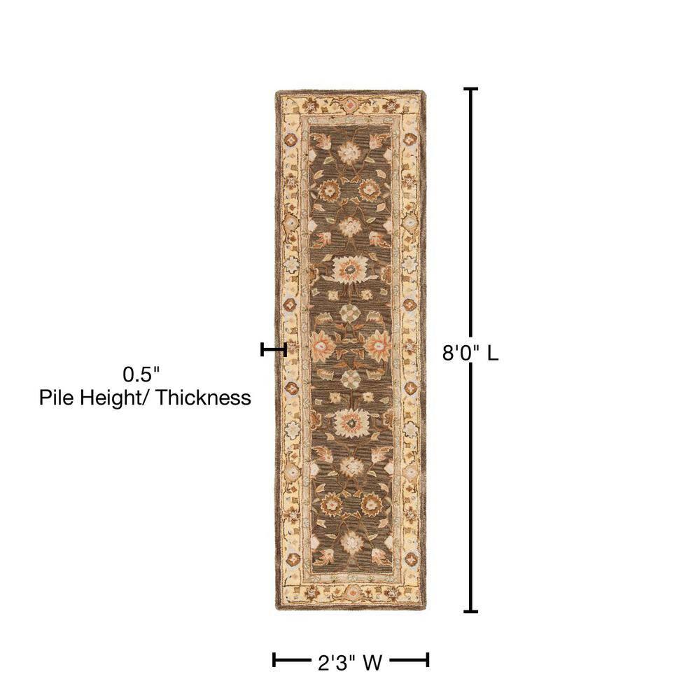 SAFAVIEH Anatolia Sherman Floral Wool Runner Rug, Brown/Taupe, 2'3" x 8'