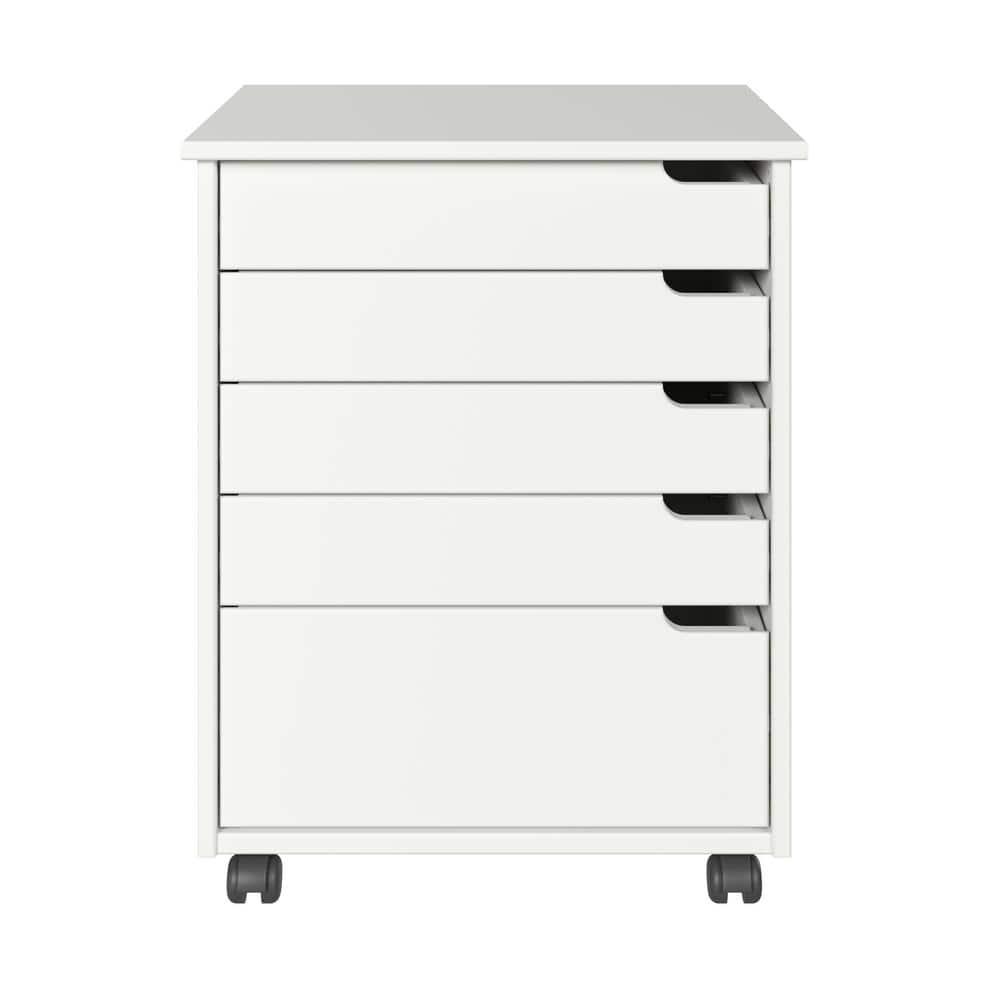 Adeptus Original Euro Roll Cart, Solid Wood, 4+1 Drawer Extra Wide Drawers Roll Carts, White