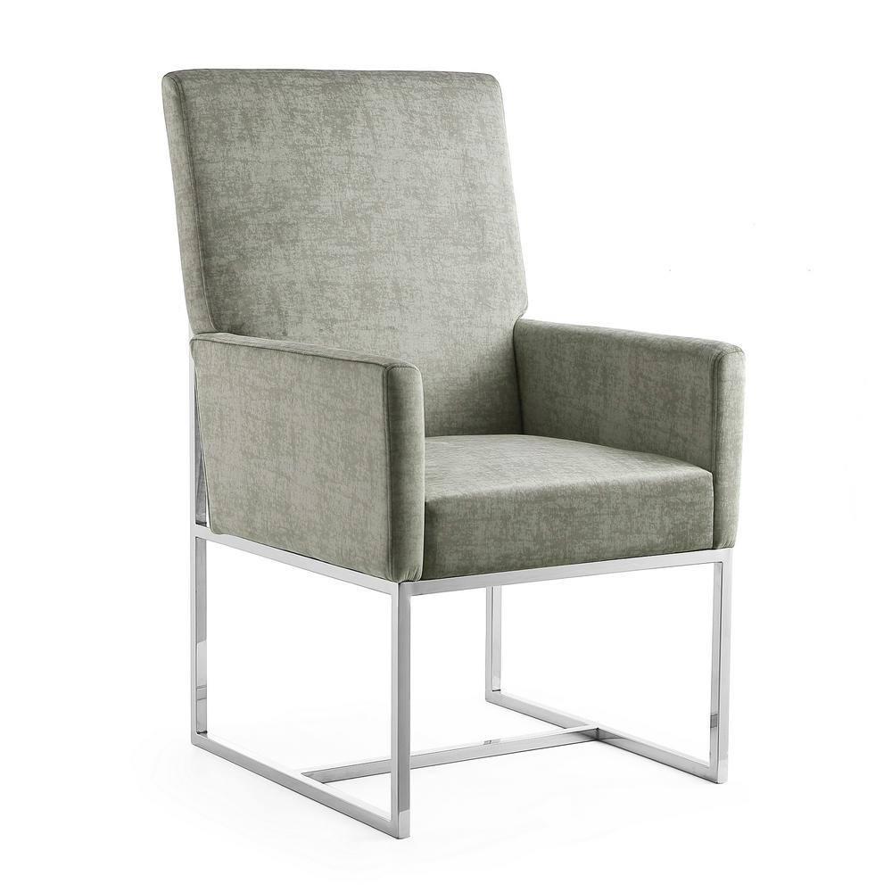 High-Back Steel Velvet Upholstered Arm Chair