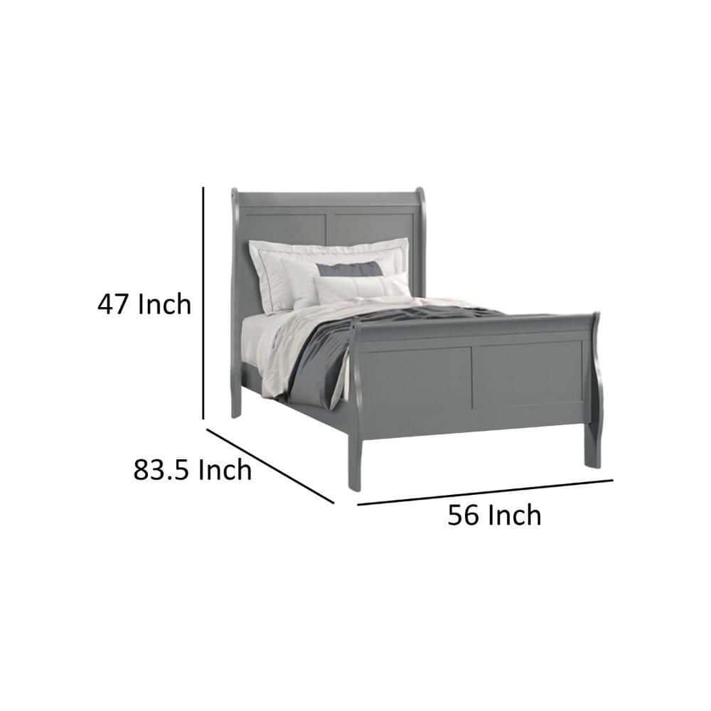 Ryla Bed, Sleigh Panel Headboard, Classic Solid Wood